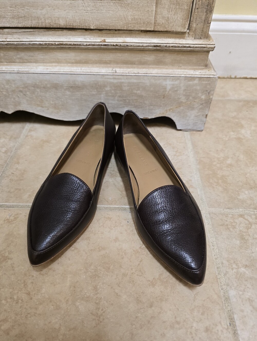 Everlane Womens The Modern Point Flat Burgundy Leather Sz 6.5